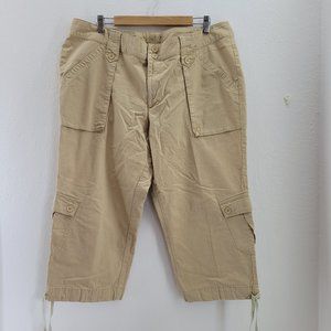 VENEZIA 18 Cargo Capris Women size 18 drawstring pant legs button details *flaw